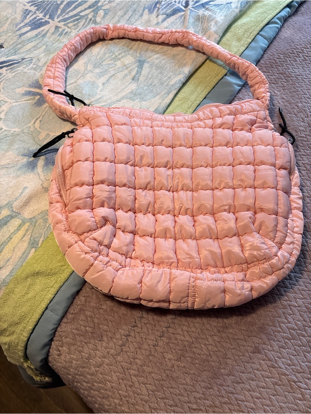 Quilted Pink Shoulder Bag - Lightweight Women's Handbag